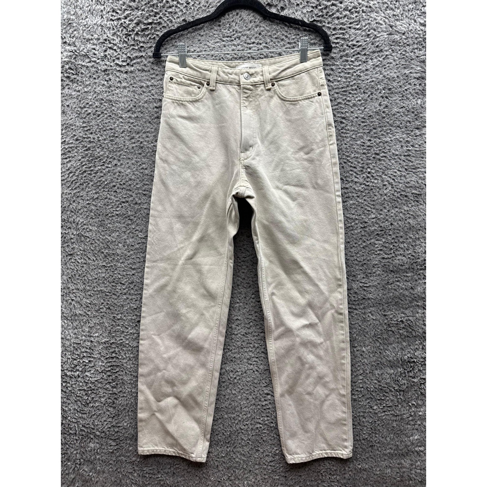 Wood Wood High Rise Straight Leg Denim Jeans Beige Womens Size 27 X 32